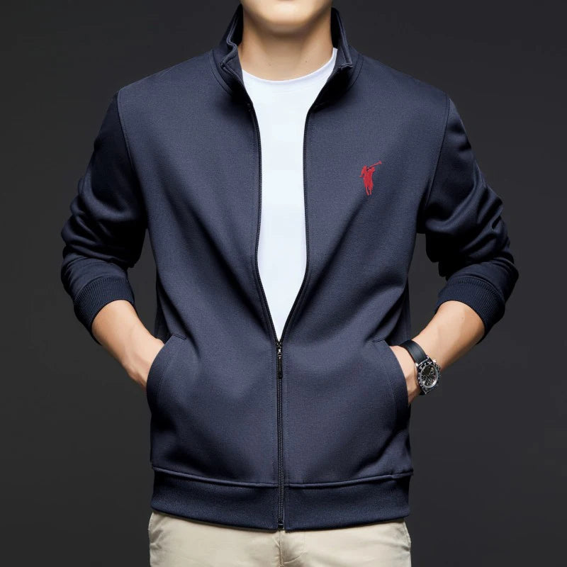 Light Luxury Brand Long Sleeved Hoodie Cardigan Men's Spring and Autumn New Style Loose Sports Top Casual Stand Collar Jacket